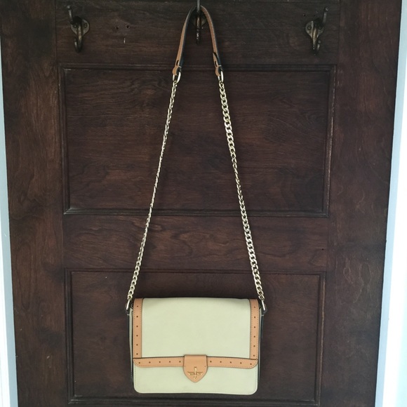 Pour La Victoire beige and tan cross-body bag. - Picture 2 of 8